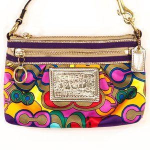Vintage Coach Poppy bright multicolor fabric mini-bag